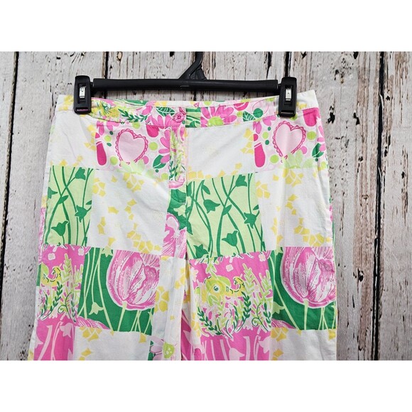 BF Women's 10 VINTAGE LILLY PULITZER Patchwork Tapered Leg Khaki Chino Pants EUC - Picture 2 of 8